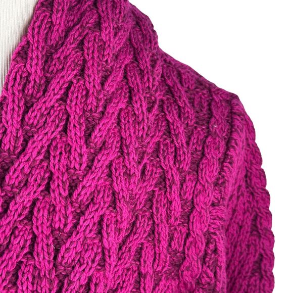 Aran Crafts Open Front Merino Wool Cardigan Sweater Women's XL Pink Pockets New - Picture 3 of 9
